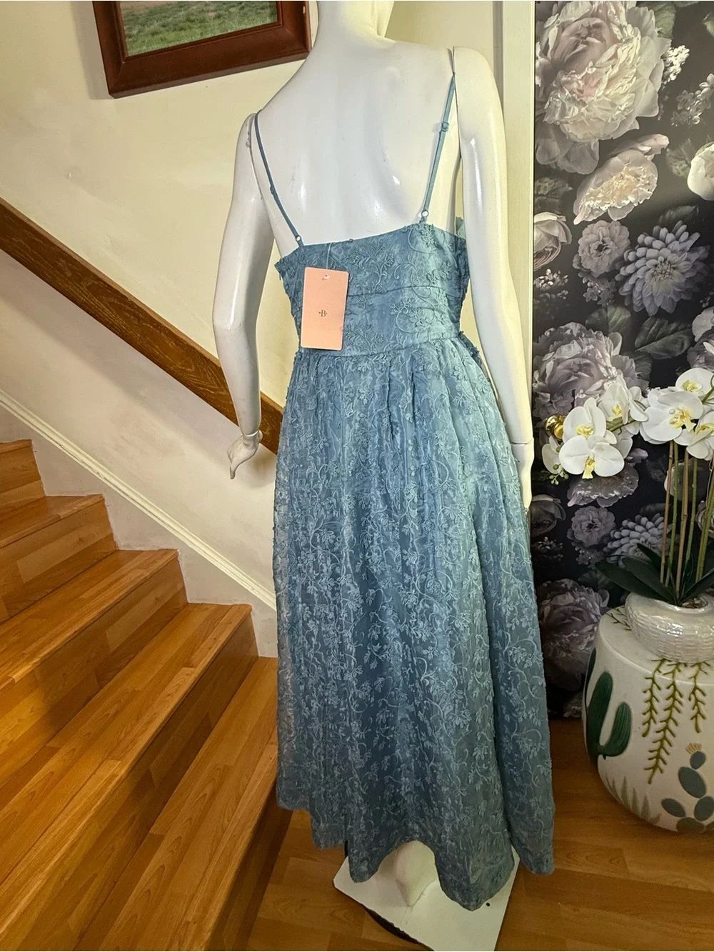 BHLDN Teal Isadora Organza Midi Dress - Picture 8 of 10